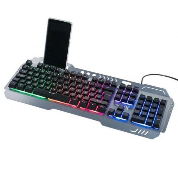 Turbox HeatCycle TR-GK104 USB Kablolu Gri/Siyah Gaming Standart Q Işıklı Metal Kasa Bilek Padli Klavye - 2