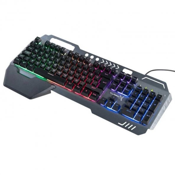 Turbox HeatCycle TR-GK104 USB Kablolu Gri/Siyah Gaming Standart Q Işıklı Metal Kasa Bilek Padli Klavye - 3