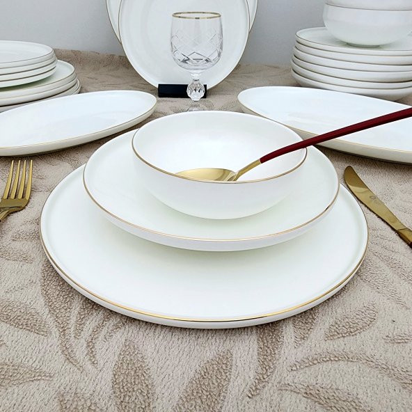 Gönül 26 Parça Bone Gold Porselen Yemek Takımı - 5