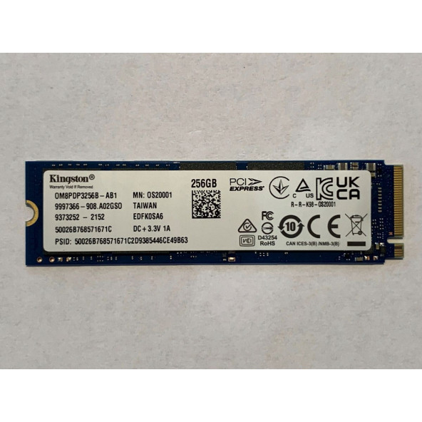 Kingston OM8PDP3256B-AB1 256GB Nvme 2400MB/S-1100MB/S Oem M.2 Gen3 SSD