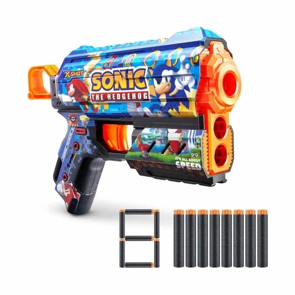 36648 X-Shot Skins Flux Sonic The Hedgehog 8 Mermili Sünger Dart Atan Silah 21 cm - 2
