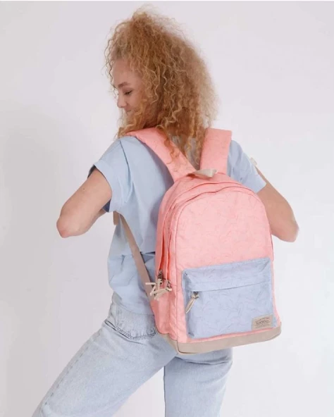 Kaukko Wichlight Somon Flowers Kız Okul ve Günlük Sırt Çantası - Pembe - Resim 2