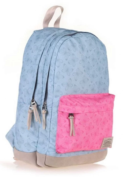 Kaukko Wichlight Butterfly Kız Çocuk Okul ve Günlük Sırt Çantası - Mavi Pembe - Resim 2