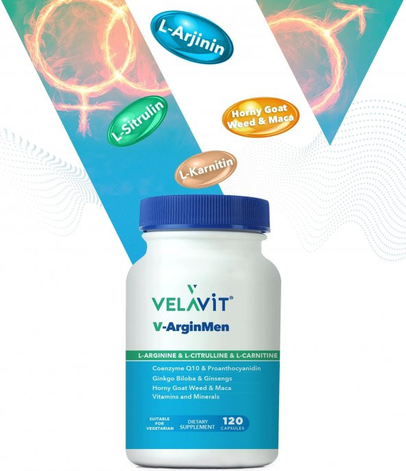 Velavit V-ArginMen Takviye Edici Gıda 120 Kapsül