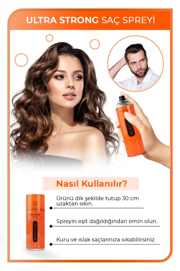 Morfose Saç Spreyi Turuncu Ultra Strong 75 Ml Seyahat Boy - 3