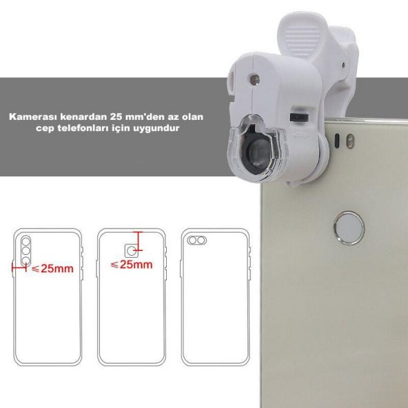 DailyTech 60X Mini Taşınabilir Büyüteç Mikroskop Cep telefon Uyumlu - 9