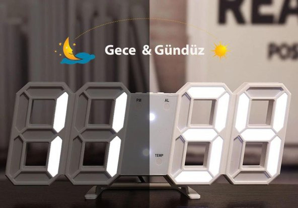 DailyTech Uzay Tasarım Dekoratif Dijital LED Masa Duvar saati - 8
