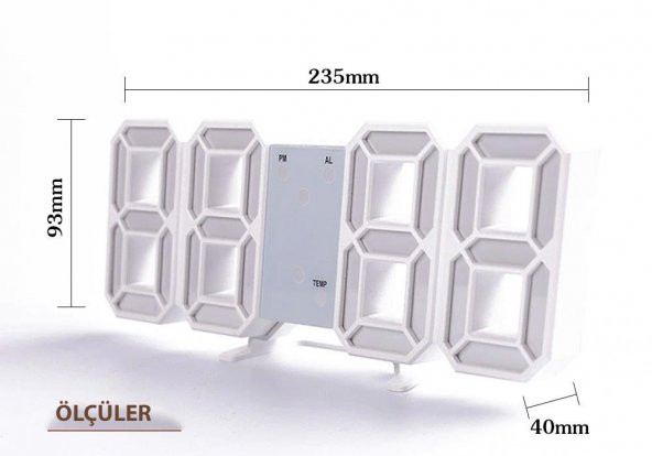 DailyTech Uzay Tasarım Dekoratif Dijital LED Masa Duvar saati - 12