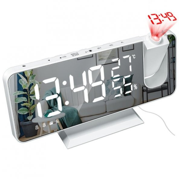 DailyTech Çok Fonksiyonlu Masaüstü Saat (FM Radio Alarm Projeksiyon Sıcaklık Alarm) - 7