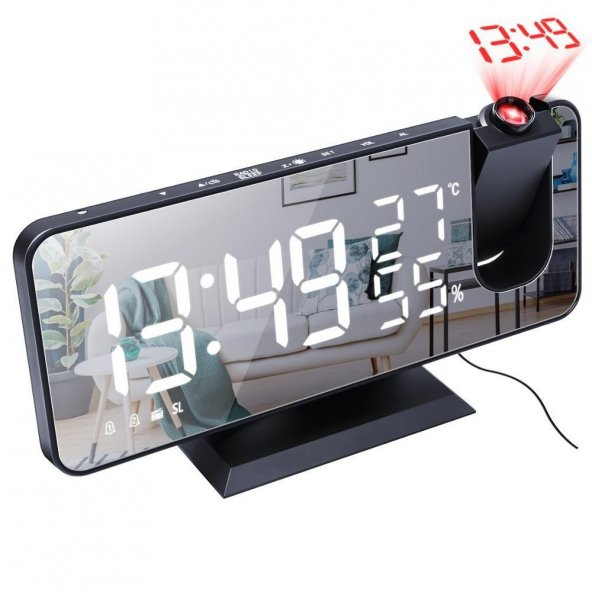 DailyTech Çok Fonksiyonlu Masaüstü Saat (FM Radio Alarm Projeksiyon Sıcaklık Alarm) - 9