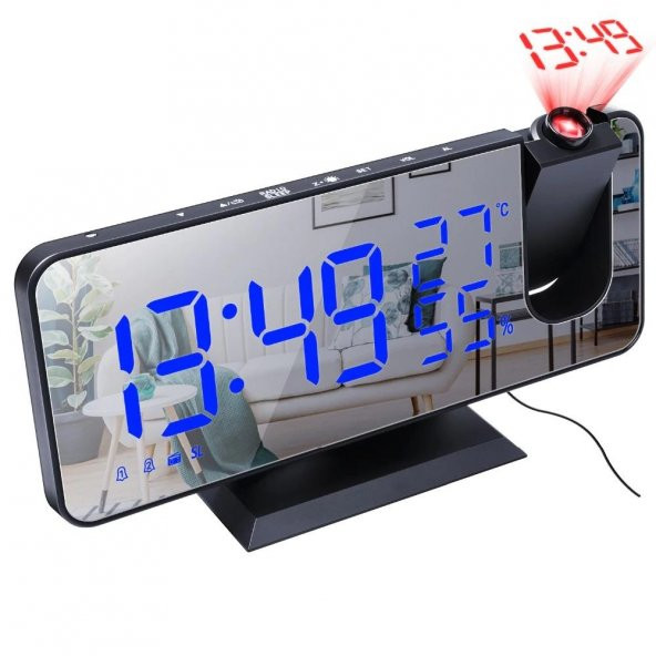 DailyTech Çok Fonksiyonlu Masaüstü Saat (FM Radio Alarm Projeksiyon Sıcaklık Alarm) - 12