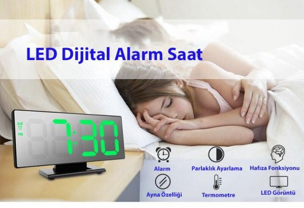 DailyTech Dekoratif Masa Üstü LED Ayna Dijital Çalar Saat - 3