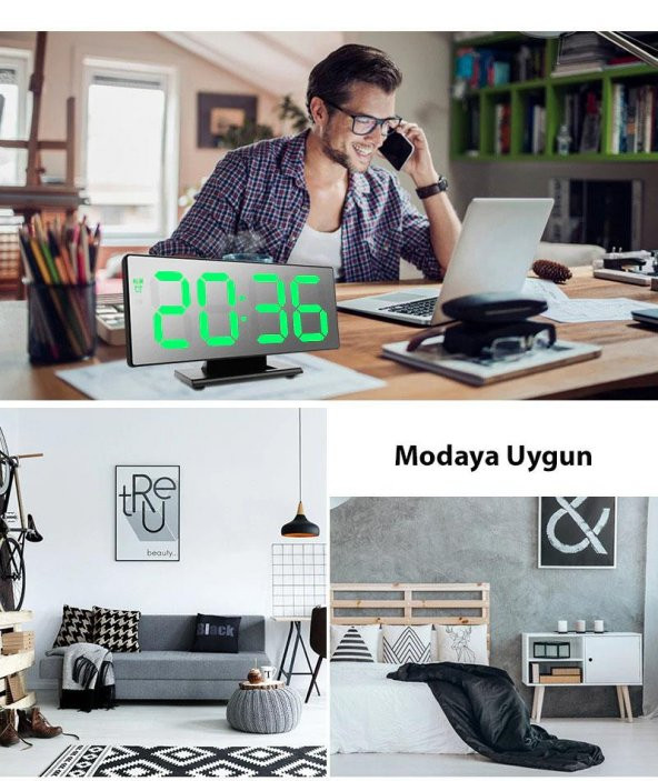 DailyTech Dekoratif Masa Üstü LED Ayna Dijital Çalar Saat - 6