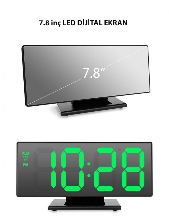 DailyTech Dekoratif Masa Üstü LED Ayna Dijital Çalar Saat - 10