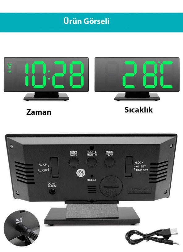 DailyTech Dekoratif Masa Üstü LED Ayna Dijital Çalar Saat - 12