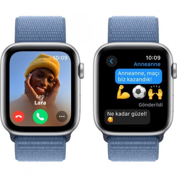 Apple Watch SE 2.Nesil (2023) GPS 44mm Silver Aluminium Case with Winter Blue Sport Loop - 4