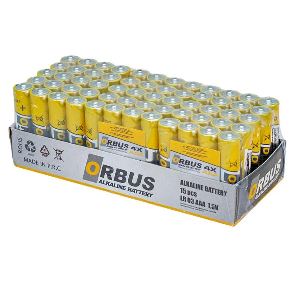 Orbus ORB-LR03-4B 1.5V AAA 60 Adet Alkalin İnce Kalem Pil - 3