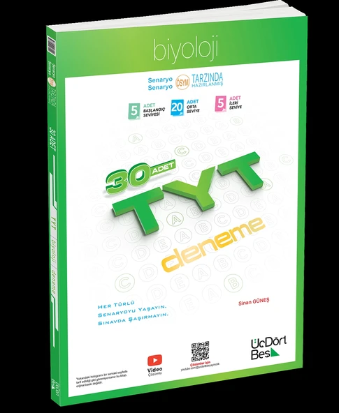Üç Dört Beş Yayıncılık TYT Biyoloji 30 Deneme Yeni ürün görseli