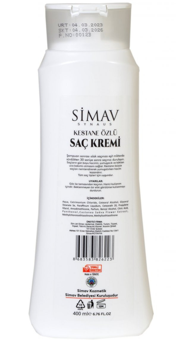 Simav Synaus Kestane Özlü Saç Kremi - 400 ml - 2