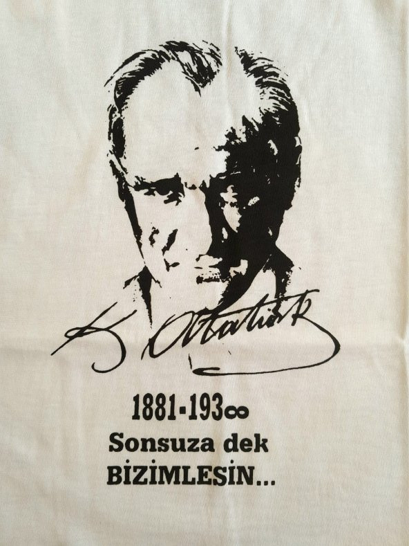 Atatürk Baskılı Beyaz Kısa Kollu Çocuk T-shırt - 3