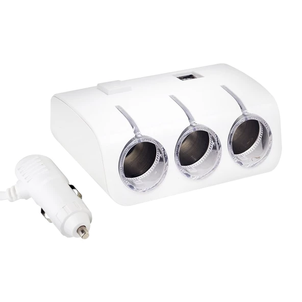 Powermaster 12V/24V Çift Usb'li 3'Lü Oto Çakmak Çoklayıcı PM-18952