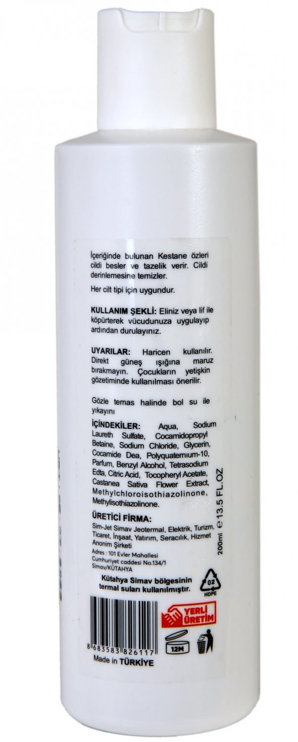 Simav Synaus Kestane Özlü ve Termal Sulu Duş Jeli - 200 ml - 2