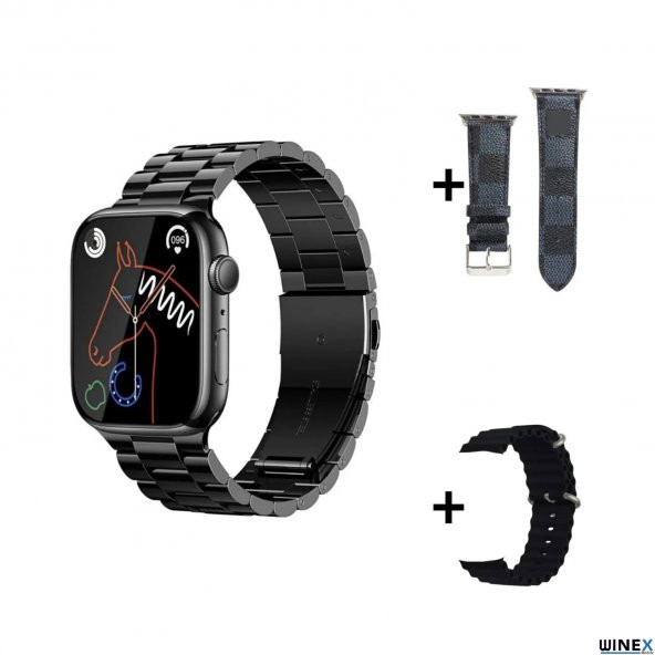 Winex Watch 8 WS92 Max Amoled Ekran Android İos HarmonyOs Uyumlu Akıllı Saat Siyah - Resim 3