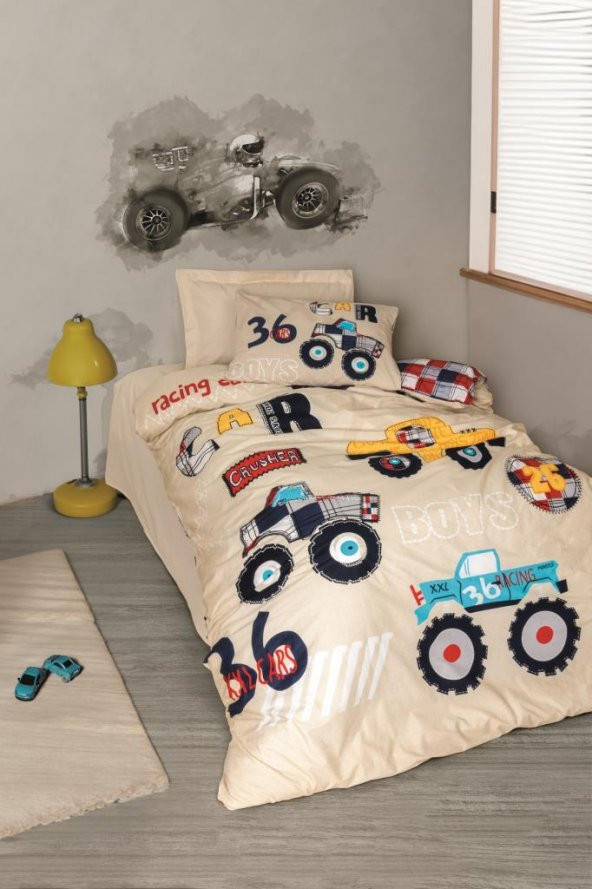 Cotton Box Genç Ranforce Nevresim Takımı Tek Kişilik Cars Bej