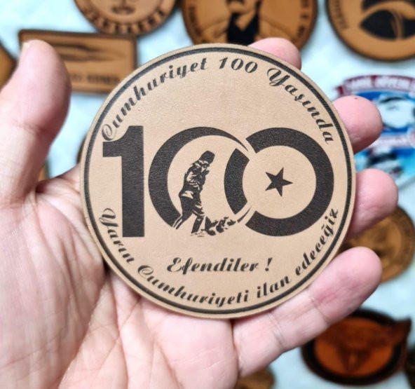 CUMHURİYETİN 100. YILI Deri PEÇ  -Arma - Leather Patch - Resim 2
