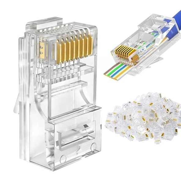 Powermaster RJ45 Cat5 -Cat6 Uç 8P8C Soket  100 Adet - Resim 4