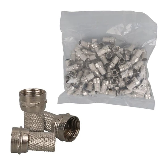 Powermaster PM-683 F Konnektör RG6/U4 Uydu Anten Kablo Uyumlu Çevirmeli Vidalı Tip (100'Lü Paket) - Resim 3