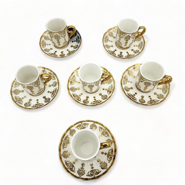 Aries Gold 6 Kişilik Kahve Fincanı Takımı - 90 ml - 5