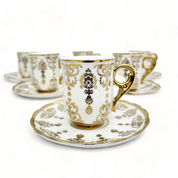 Aries Gold 6 Kişilik Kahve Fincanı Takımı - 90 ml - 3
