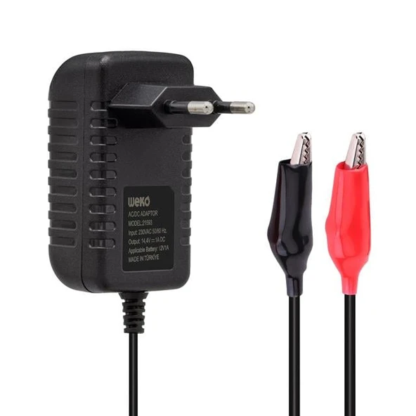 Weko 14.4 Volt 1Amper Krokodil Uçlu Ledli Yerli Üretim Akü Şarj Cihazı - 4