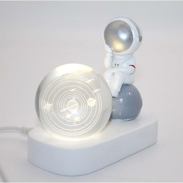 Astronot Ledli Küre Dekoratif Hediyelik - 2