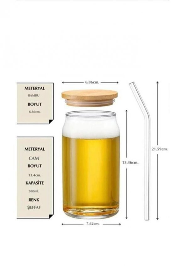 Rossel Premium Bambu Kapaklı Pipetli Bardak 550 ml-11059 - 3