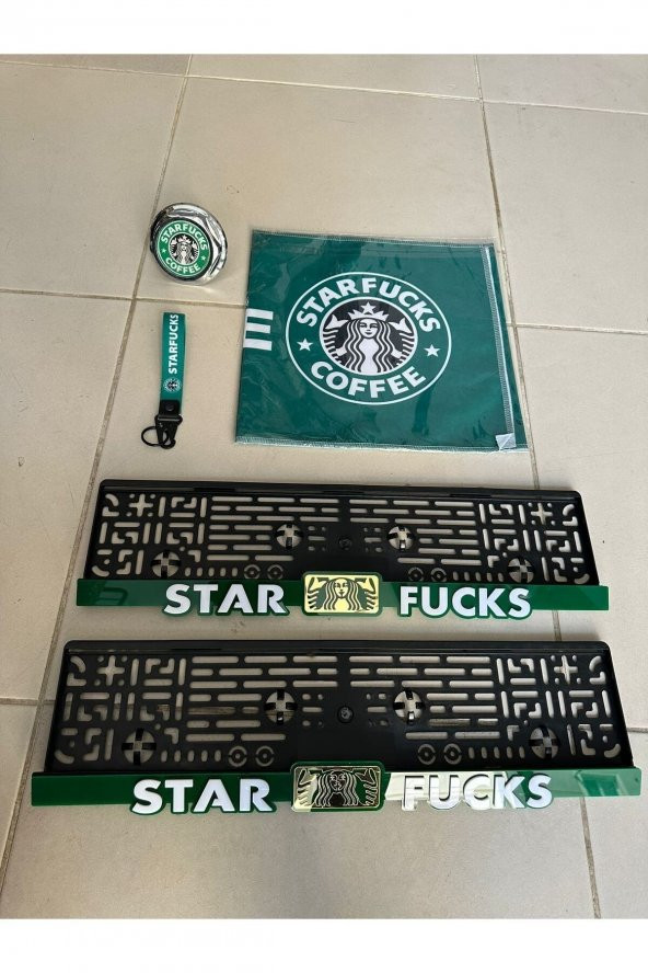 Starfucks Seti 1 Çift Düz Plakalık, 1 Adet Bez Anahtarlık, 1 Adet Depo Kapağı, 1 Adet Havlu - 1
