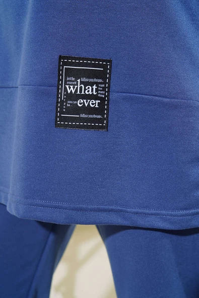 What Ever Armalı Kapüşonlu İkili Takım İndigo - Resim 4