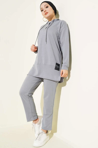 What Ever Armalı Kapüşonlu İkili Takım Gri ürün görseli 1