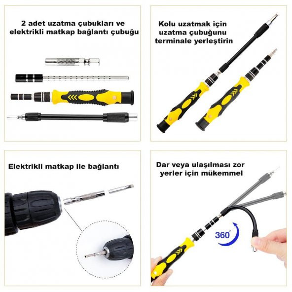 DailyTech 115 in 1 Hassas Sarı Çoklu Tornavida Seti El Alet Takımı - 3
