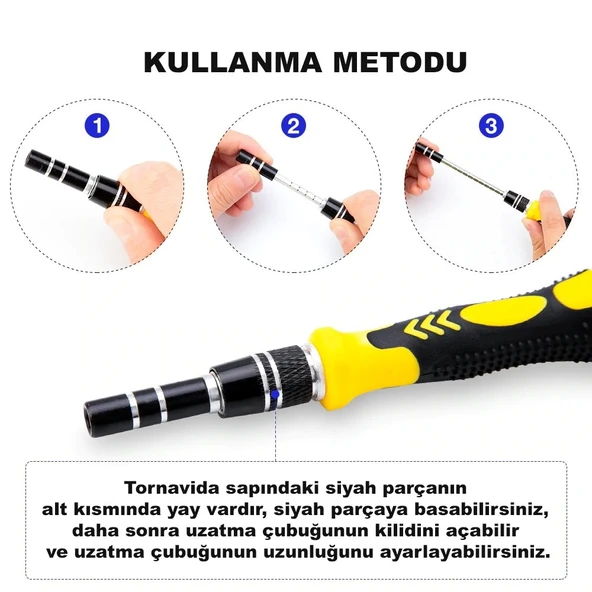 DailyTech 115 in 1 Hassas Sarı Çoklu Tornavida Seti El Alet Takımı - 4