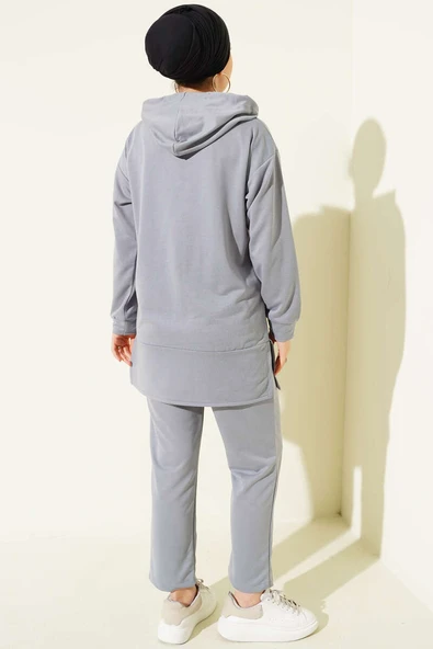 What Ever Armalı Kapüşonlu İkili Takım Gri - Resim 3