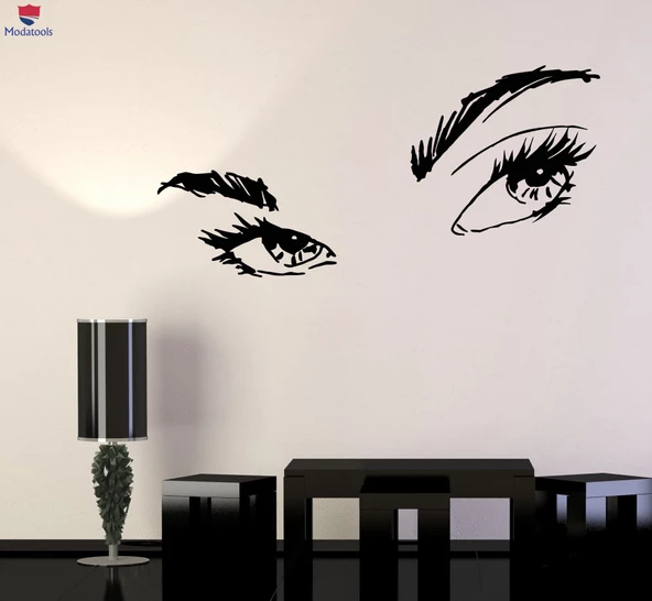Otel Dekorasyon Duvar Sticker Kızların Yüzü Güzel Gözler Uzun Kirpikler Spa Salon Çıkartmaları
