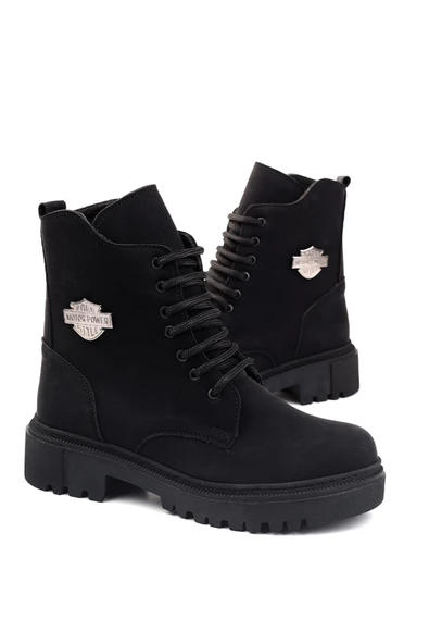 Papuç Sepeti Sdf 56 Termo Taban Bağcıklı Postal Günlük Kadın Bot ürün görseli 1