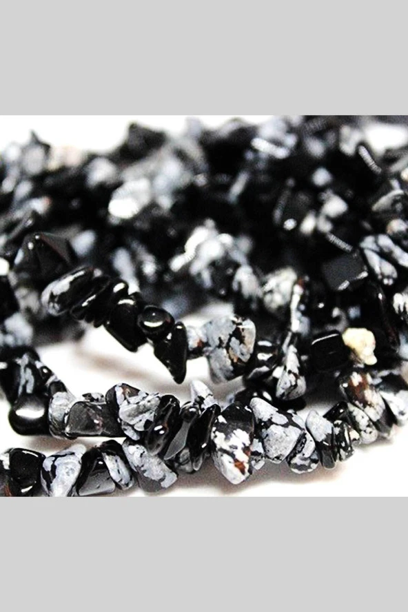 Kar Tanesi Obsidyen Kırık Doğal Taş Dizisi ürün görseli