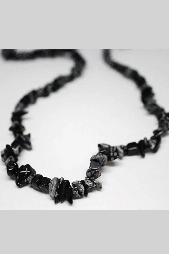 Kar Tanesi Obsidyen Kırık Doğal Taş Dizisi - Resim 2