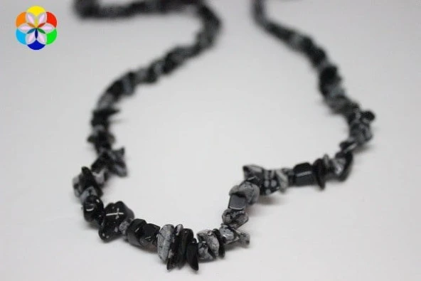 Kar Tanesi Obsidyen Kırık Doğal Taş Dizisi - Resim 5