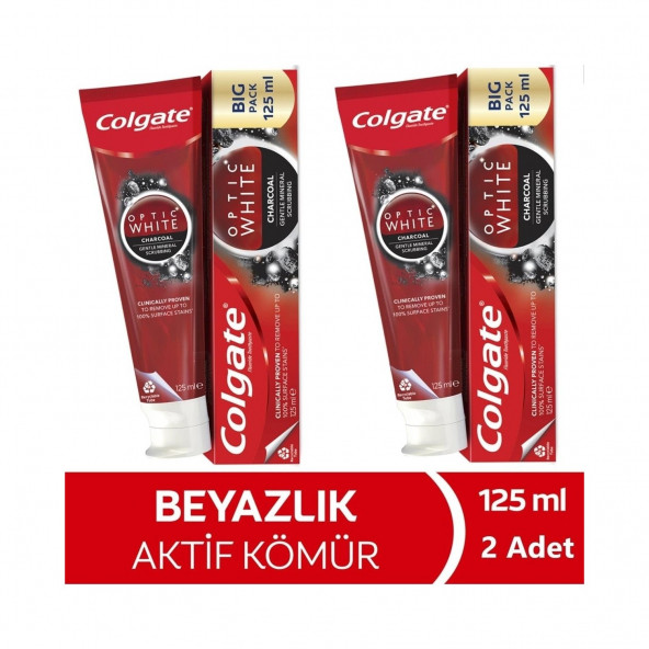 Colgate Optic White Aktif Kömür Beyazlatıcı Diş Macunu 125 ml x 2 Adet