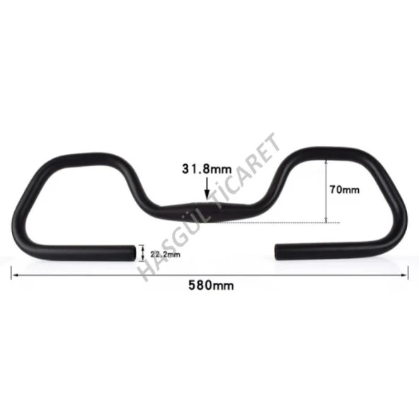 Hsgl Bisiklet Alüminyum Gidon Siyah Kelebek Tur Bisikleti 31.8 Genişlik 580mm GDN402 - 2