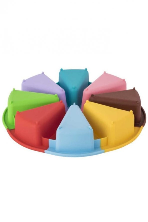 Tantitoni Silikon Karışık Renkli Dilimli Yuvarlak Kek Kalıbı 27x2 cm - 2